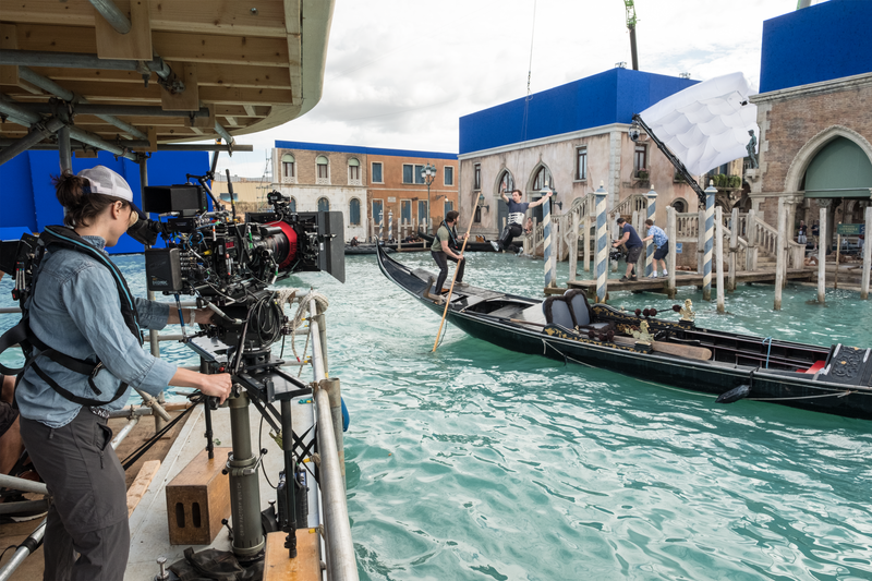 Filming stuntwork for the Hydro-Man attack in Venice on Far From Home’s set at Leavesden Studios in Watford, England.